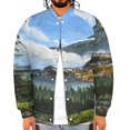 thumbnail image 4 of Paisagem Mountain Baseball Jersey Fashion Ribbed Sleeve Man Women's Jacket Motion Tops XXS-6XL, 4 of 7