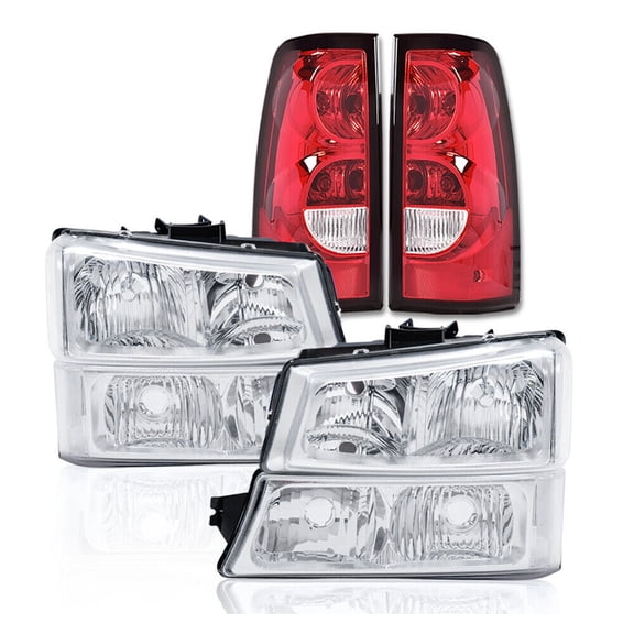 Fit For Silverado 2003-2006 Chrome Clear Corner Headlights Lamps Tail Lights