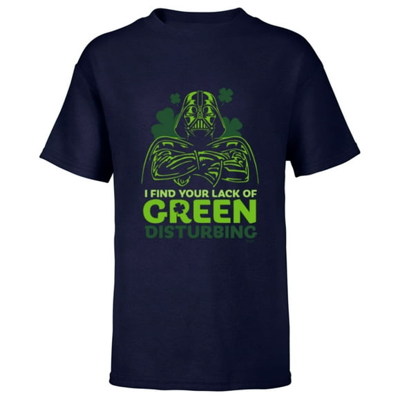 Star Wars Darth Vader Lack of Green Funny St. Patrick's Day - Short Sleeve T-Shirt for Kids - Customized-Navy
