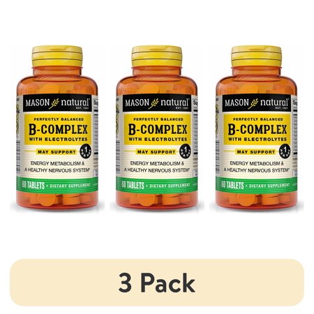 (3 pack) Mason Natural Vitamin B-Complex with Electrolytes - Supports Energy Metabolism 60 Tablets