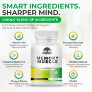 Memory Muscle, Premium Memory Support Supplement with Nootropics for Enhanced Focus & Mental Clarity - Featuring B12 for an Added Energy Boost