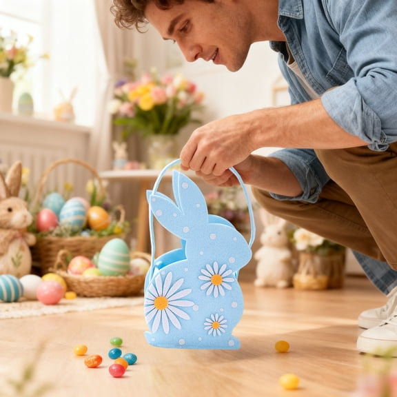 Gqtwoy Easter Candy Gift Bag, Non-woven Fabric Storage, Egg Hunt Essentials, Reusable Snack Organizer, Perfect for Holiday Decorations and Outdoor Activities