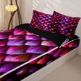 thumbnail image 3 of Homewish Watercolor Dragon Scale Zipper Queen Comforter Set with Fitted Sheet and 2 Pillowcases,Rustic Animal Zipper Bedding Set,Red Purple,Black Reversible,4pcs, 3 of 8