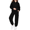 thumbnail image 5 of Piuwrlz Kids 2-Piece Hoodies Outfits Sets,Girls Zipper Cotton Sweatshirt Pants Fashion Set Black Size 5-6 Years, 5 of 6