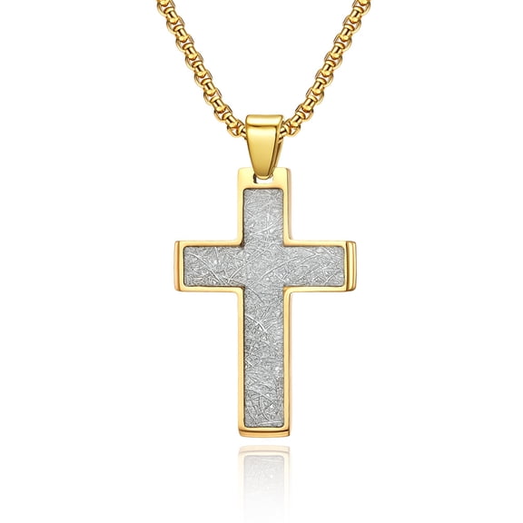 Metaljc Stainless Steel Cross Pendant  Necklace for Men, 24" Chain, Religious Jewelry Gift