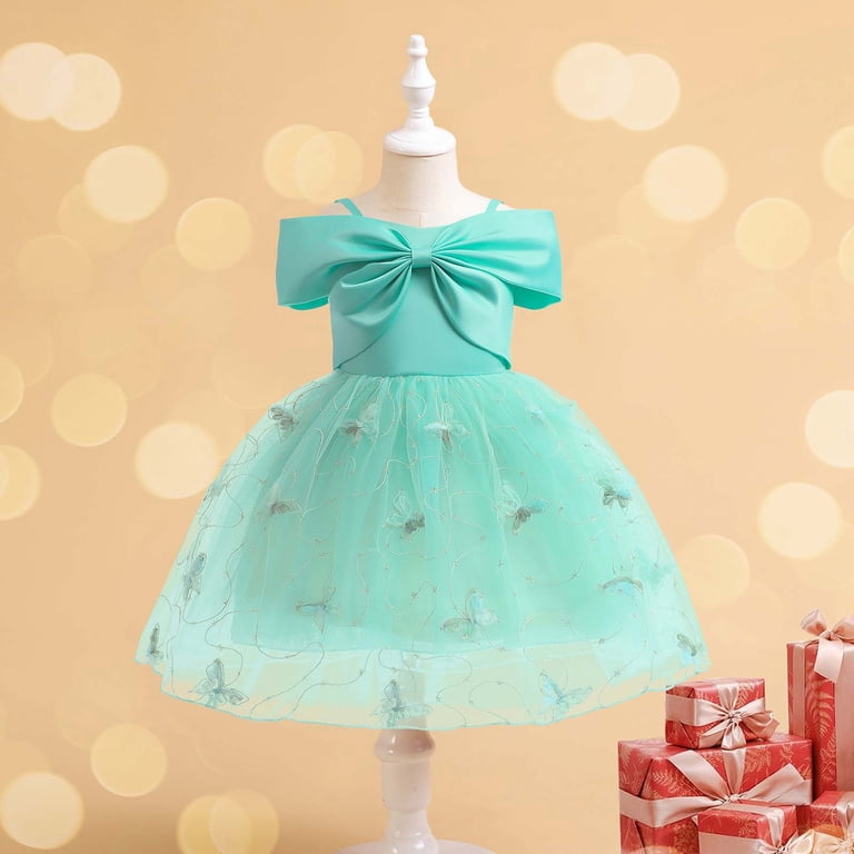 RYDCOT Girls Butterfly Dresses Embroider Princess Dress Puff Sleeve  off-the-Shoulder Bowknot Dress Toddler Wedding Bridesmaid Birthday Dresses  Sale - Walmart.com