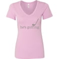 thumbnail image 3 of Inktastic Funny Golfing Tee He's Golfing Women's V-Neck T-Shirt, 3 of 5
