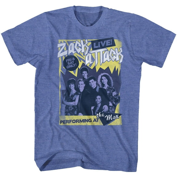 Saved By The Bell Zack Attack Live Classic Royal Heather Adult T-Shirt