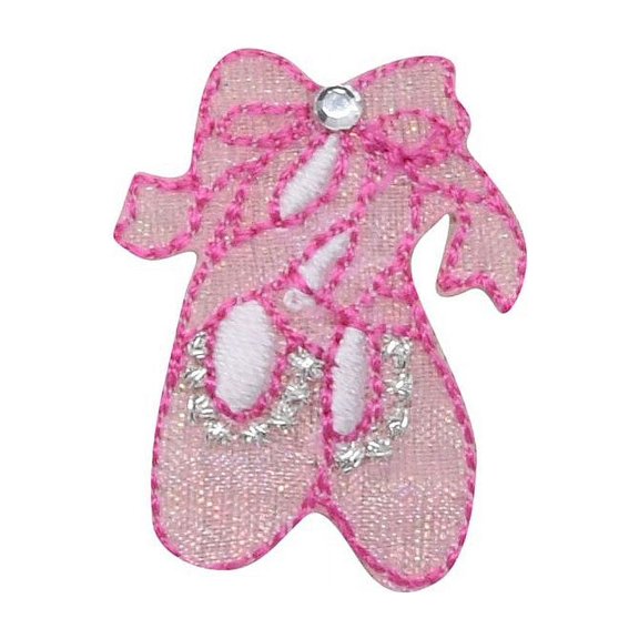 Small - Pink Ballet Shoes/Slippers - Iron On Applique/Embroidered Patch