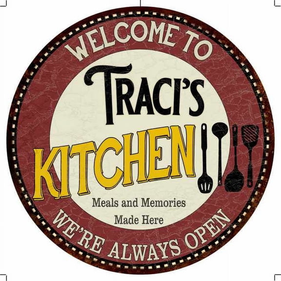 Traci's Kitchen 14" Round Metal Sign Bar Game Room Wall Decor 100140040403