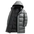 thumbnail image 2 of Chaqueta de plumón para hombre, chaqueta de cuero con plumón de pato, capucha extraíble, ropa de diseñador con relleno para hombre, chaquetas acolchadas ligeras para hombre, 2 of 5
