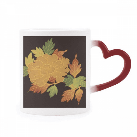 

Japanese Culture Brown Black Heat Sensitive Mug Red Color Changing Stoneware Cup