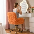 thumbnail image 3 of SESSLIFE Vanity Chair, Height Adjustable Velvet Makeup Chair, Comfy Home Desk Chiar with Gold Legs, 360° Swivel Office Chair, for Bedroom, Orange, 3 of 9