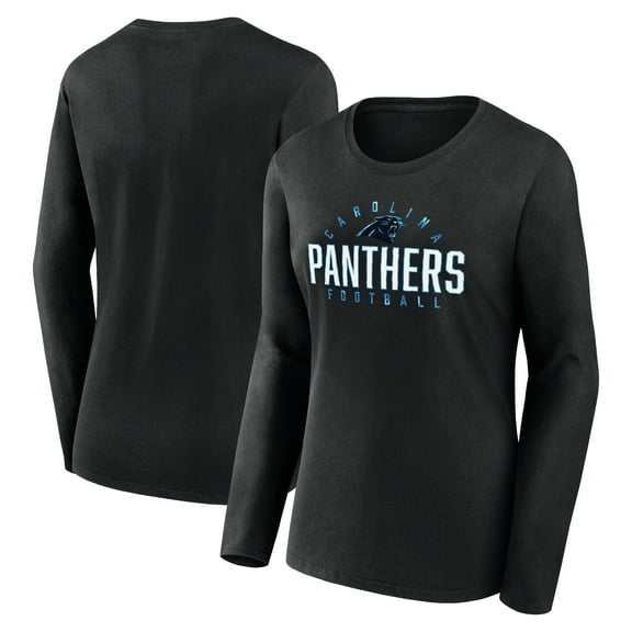 Women's Fanatics Black Carolina Panthers Plus Size Foiled Play Long Sleeve T-Shirt