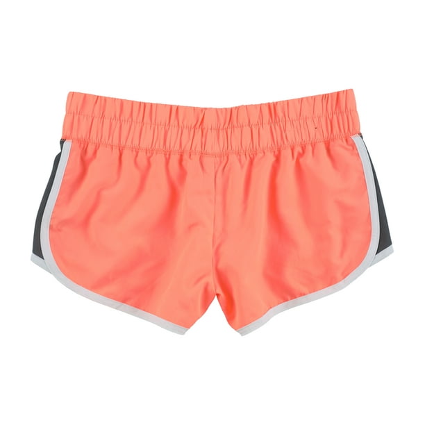 Aeropostale Womens Neon Stripe Athletic Workout Shorts, Orange, X