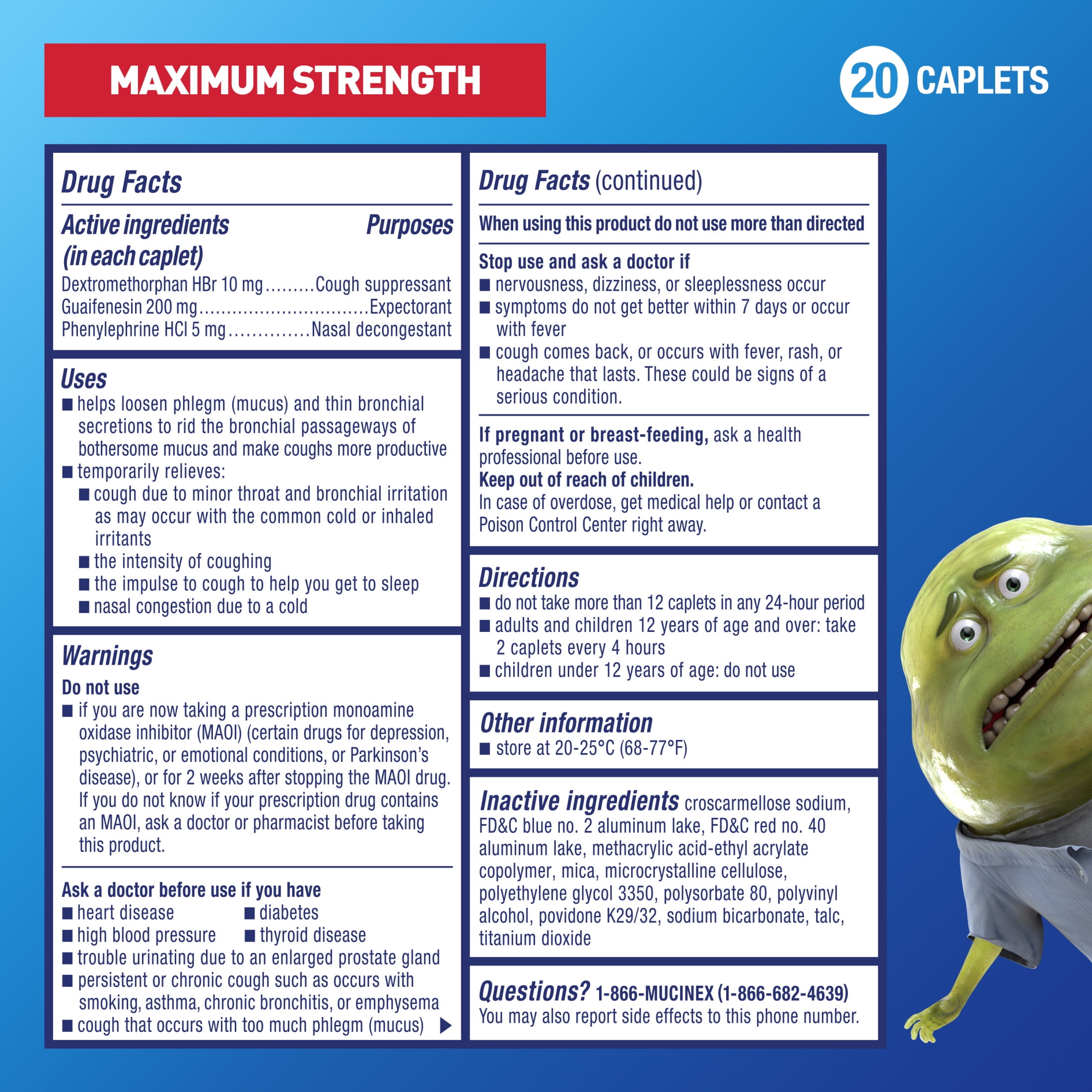 Mucinex Fast-Max Severe Congestion & Cough Medicine, OTC Sinus Nasal Decongestant, 20 Caplets
