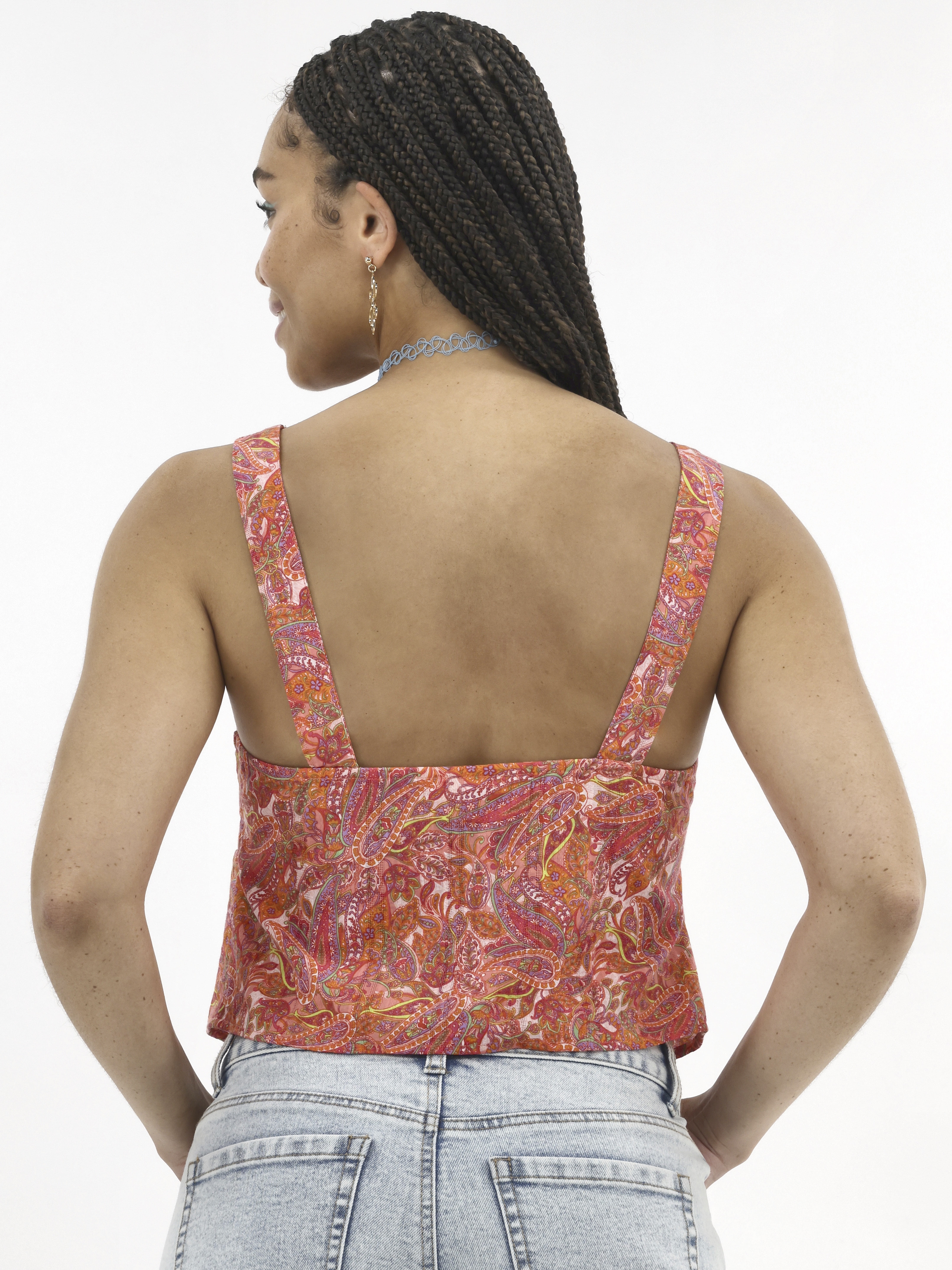 No Boundaries Tie-Front Woven Cotton Top, Women's