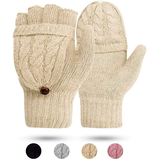 Women's Gloves Fingerless Mittens - Ladies Gloves Winter Warm Knit