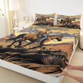 thumbnail image 3 of Homewish Vintage Cowboy Cowgirl Twin Sheet Sets, Tribal Rustic Farmhouse Twin Fitted Sheet, Horse Animal Flat Sheet, Luxury Bedroom Decor, 3 Pieces, 3 of 7