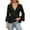 Black, variant on Xijirk Women V Neck Bell 3/4 Sleeve Blouse with Single Button Gathered Bust for Casual Daily Vacation Wear,S