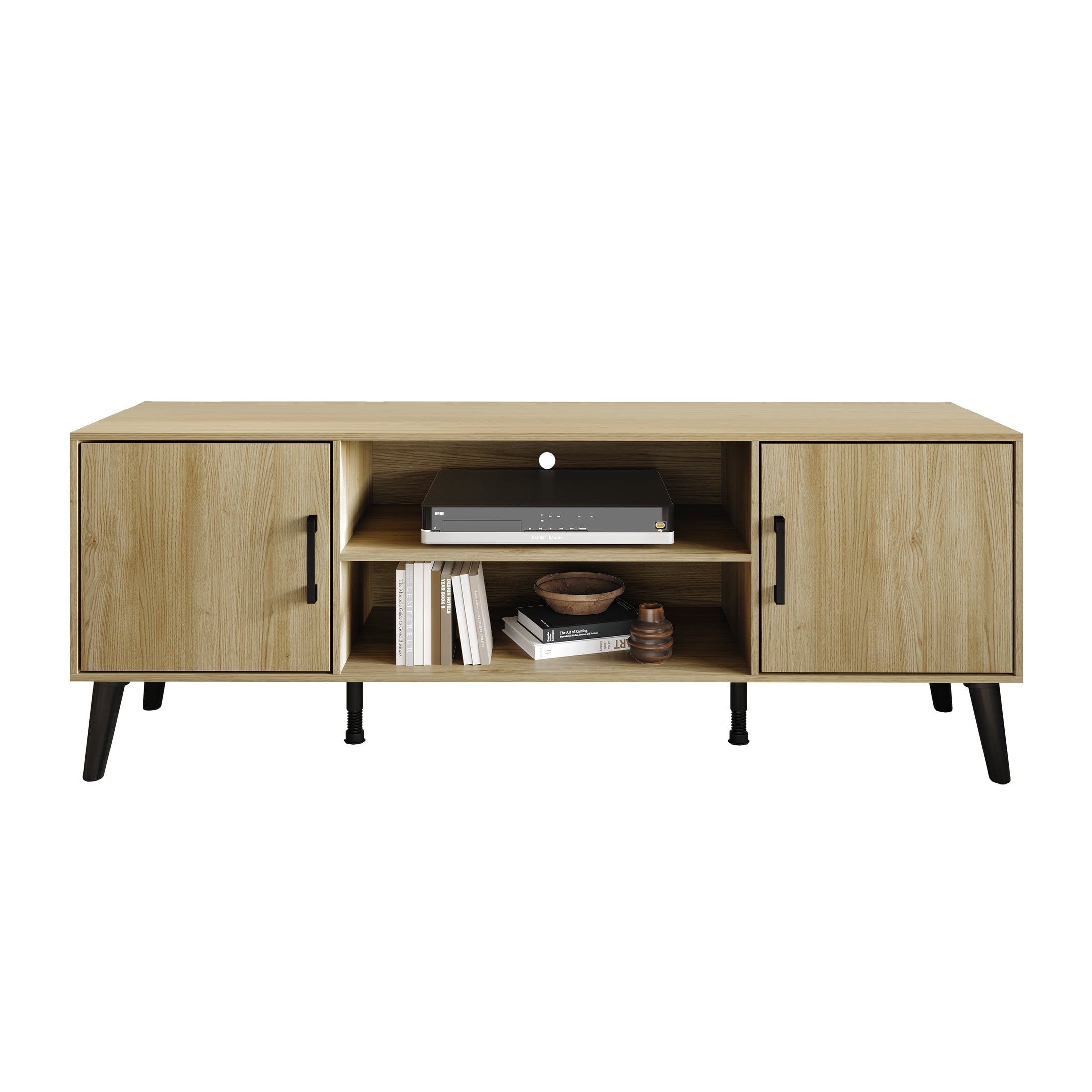 Castle Place Timeless TV Stand Console for TVs up to 65", Light Oak