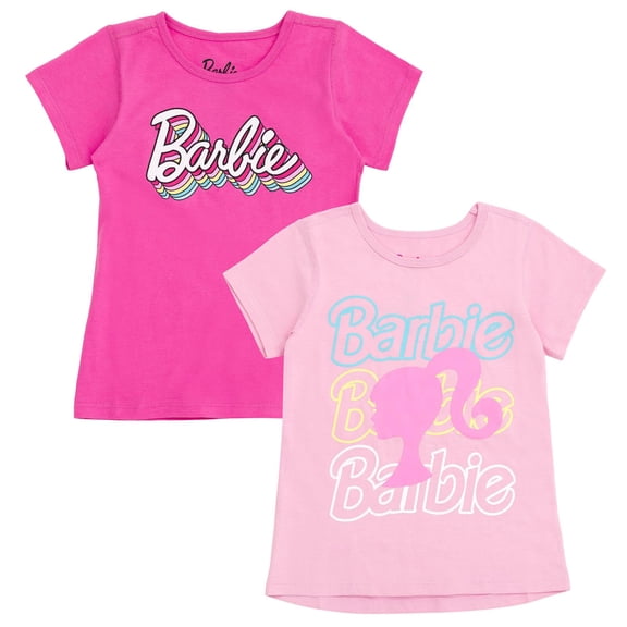 Camisetas Barbie para niñas pequeñas, paquete de 2, respetuosas con los sentidos, 5 años
