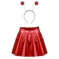 thumbnail image 2 of Sholeno Tenue Alien pour Filles Jupe Plissée Métallique Pailletée avec Bandeau à Antennes Rouge 12, 2 of 5