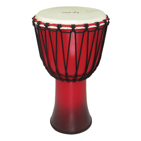 Red Djembe - 10 FIBERGLASS ROPE TUNED DJEMBE BLACK AND RED SUNBURST FINISH