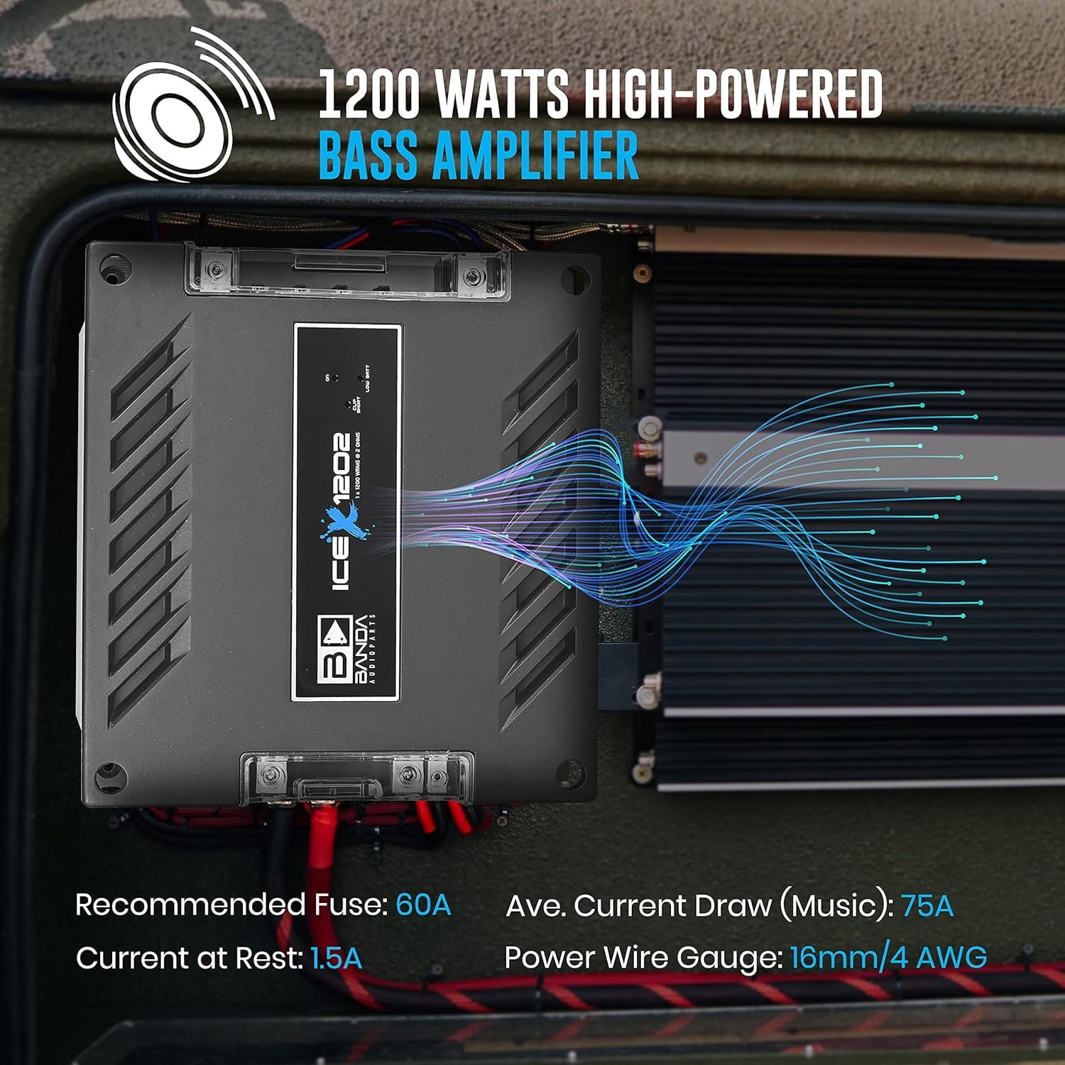 Banda ICEX2000.2 Ice X 2001 One Channel 2000 Watts Max @ 2 Ohm Car Audio Mono Amplifier W/bass Boost Subsonic Filter And Low Pass Filter