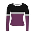 thumbnail image 5 of snilers Long Sleeve Shirt for Women Striped Ribbed Knit Strech Slim Fit Crop Tops Spring Crew Neck Casual Basic T-Shirts S-2XL, 5 of 7