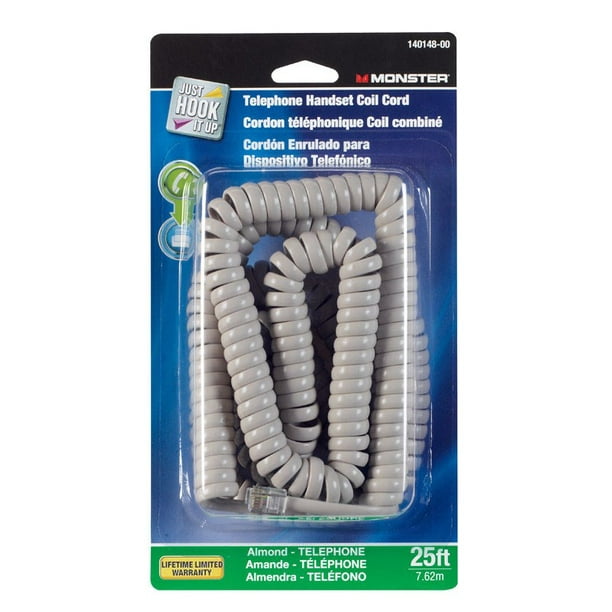 Monster 14014800 Telephone Handset Coil Cord 25 ft.
