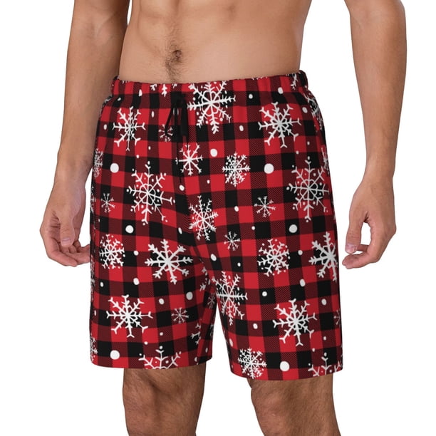 Balery Buffalo Plaid Snowflakes Bañador para hombre, shorts de playa de secado rápido con entrepierna y forro de compresión-X-Large