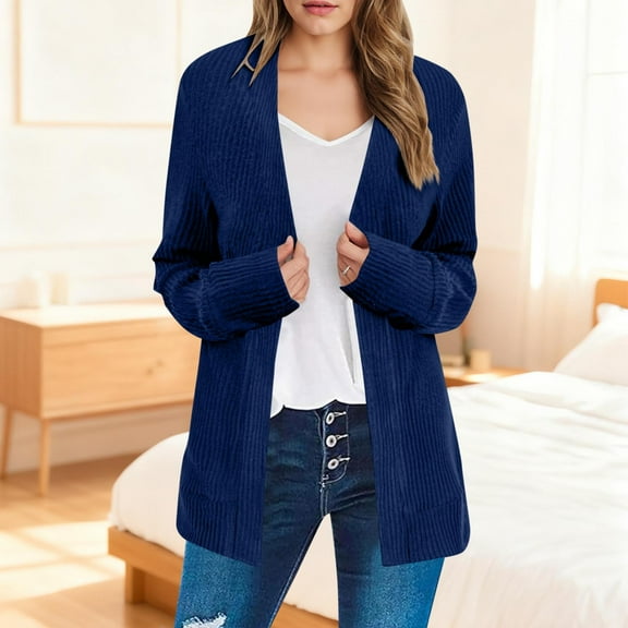 Women's Cozy Button-Up Cardigan in a Solid Color with Practical Pockets