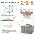 thumbnail image 6 of COBIZI 12'x12' Pop-up Gazebo Patio Gazebo Outdoor Gazebo Canopy with Mosquito Netting Patio Tent Backyard Canopy with 2-Tiered Vented Top 3 Adjustable Height and 144 Square ft of Shade, Khaki, 6 of 13