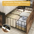 thumbnail image 7 of Lifezone King Size Bed Frame with 2-Tier Bookcase Headboard Platform Bed with Charging Station & LED, 4 Storage Drawers, Metal Support, No Box Spring Needed, Noise Free, Brown, 7 of 7