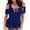 Dark Blue, variant on Ymauqau Women's Cold Shoulder Tops Short Sleeve Criss Cross Lace up V Neck T Shirts Party Club Tunic Blouses