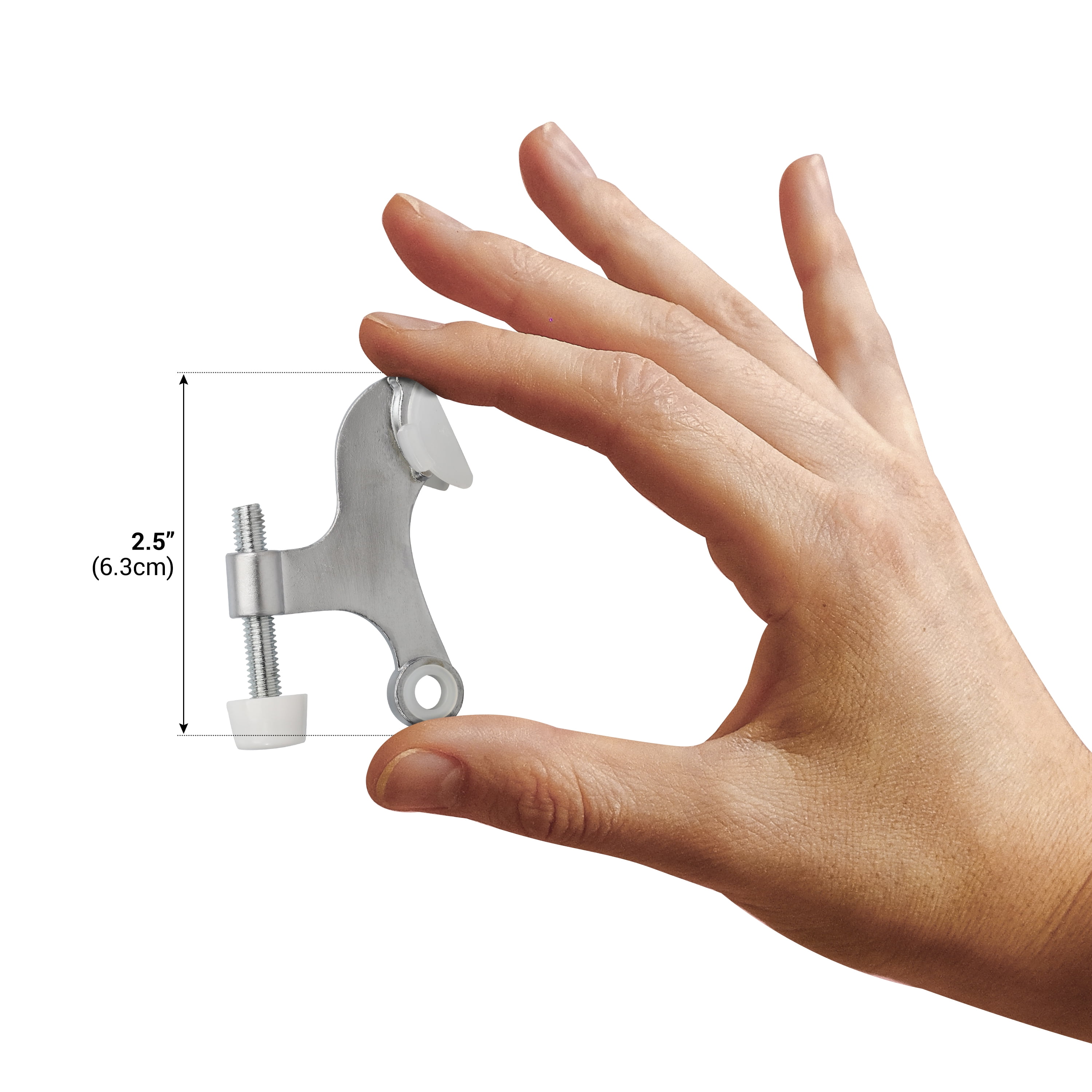 10 Pack Rok Hardware Heavy Duty Hinge Pin Door Stop, Brushed Chrome