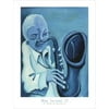 Blue Jazzman II by Patrick Daughton 18x24 Art Print Poster Jazz Blues Music Abstract Figurative Saxophone Player Blue
