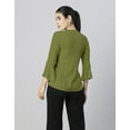 thumbnail image 3 of Moomaya Womens Solid Bell Sleeves Top, Round Neck Pleated Buttoned Viscose Top, 3 of 7