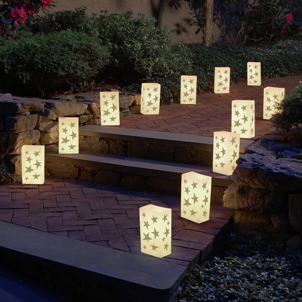 Lumabase Battery Operated Luminaria Kit with Timer, 6 Count Stars