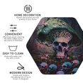 thumbnail image 3 of Honeii Forest Mushroom Skull print Leather Coaster Set of 4, ideal for safeguarding your furniture from drinks spills and effortless cleanup-Hexagon, 3 of 6