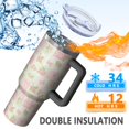 thumbnail image 5 of 40oz Pioneer Flower Floral Print Pattern Insulated Tumbler with Handle, BPA-Free Leak Proof Lid and Straws, Double Wall Vacuum, Hot 12h/Cold 34h, 5 of 6