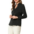 thumbnail image 4 of INSPIRE CHIC Women's Elegant V Neck Long Sleeves Button Down Shirt M Black, 4 of 7