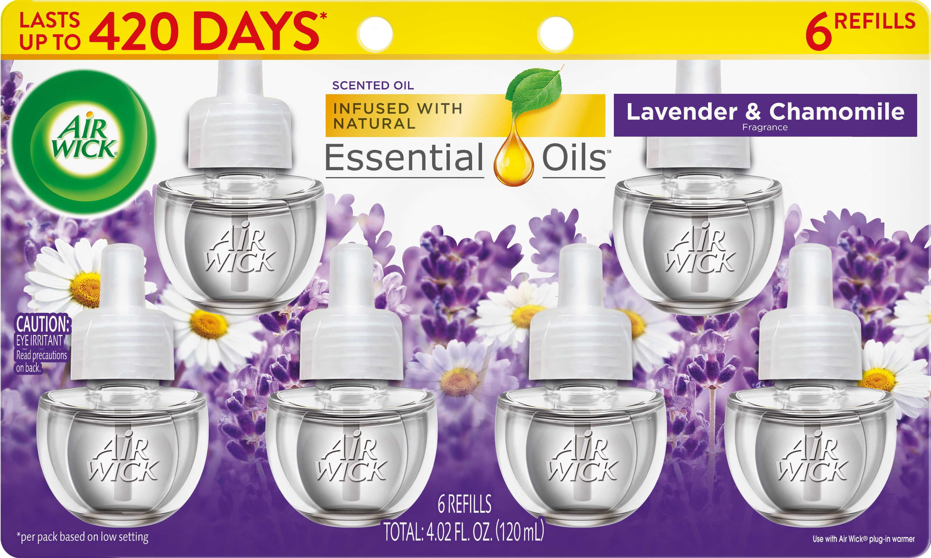 (4 pack) Air Wick Plug-In Scented Oil Refills, Lavender and Chamomile, 6 Count