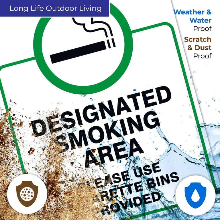 Designated Smoking Area Sign, Please Use Cigarette Bins Sign,