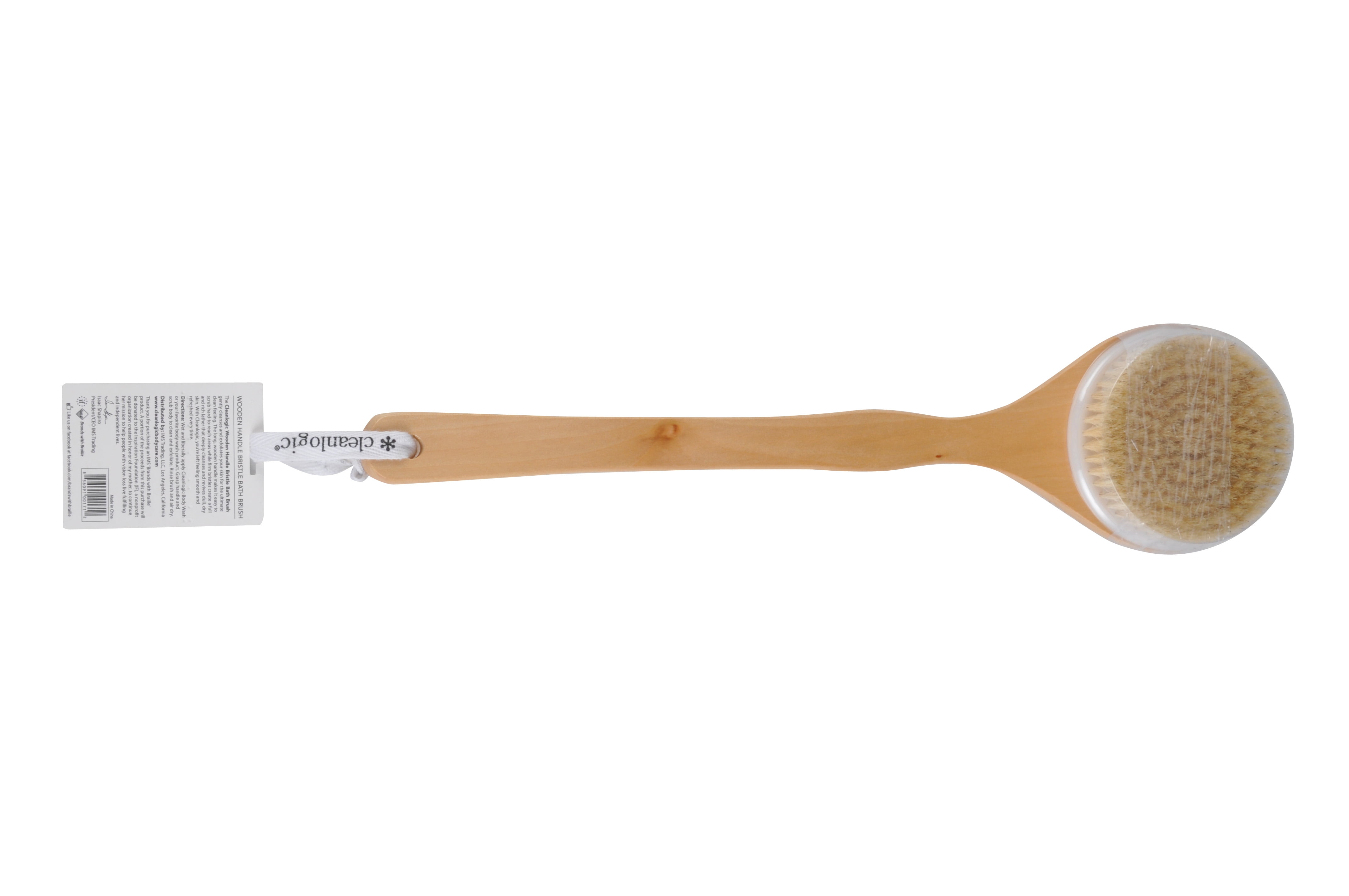 Cleanlogic Wooden Handle Bristle Bath Brush