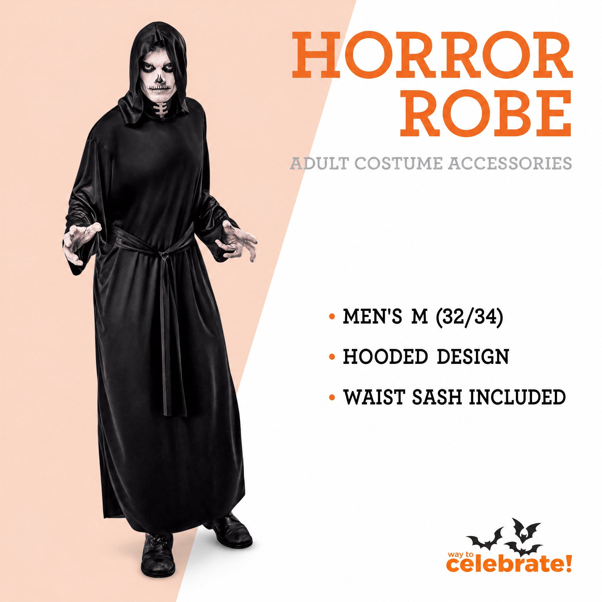 Horror Robe Costume Accessory for Adults, Black, M (32/34), Halloween by Way To Celebrate