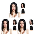 thumbnail image 3 of pitrice Black Authentic And Stylish Short Bob Wig For All Occasions Short Bob Wigs Hairnet And Wig Cap 3Set, 3 of 6