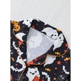 thumbnail image 2 of Emy Dola Women Halloween Silk Pajamas Sets 2 Piece Button-Down Satin Sleepwear Ghost Pumpkin Skull Print Short Sleeve Loungewear S-2XL, 2 of 7