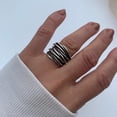thumbnail image 3 of SS DESIGNS Chunky Silver Multi Layer Band Signet Ring, Thumb Weaved Layered Ring, 3 of 10
